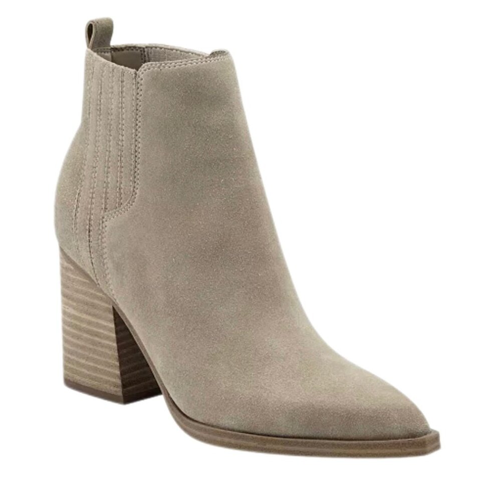 MARC FISHER MATTER Women's Block Heel Pointed Toe Booties Dark Natural Size 10